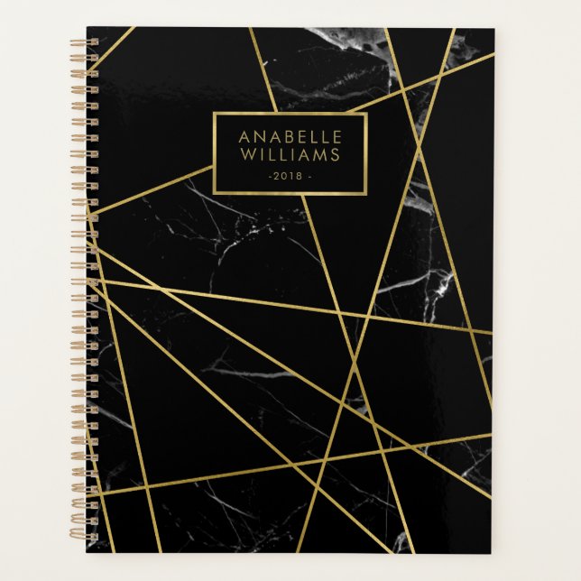 Sophisticated Marble and Gold Texture Planner (Front)