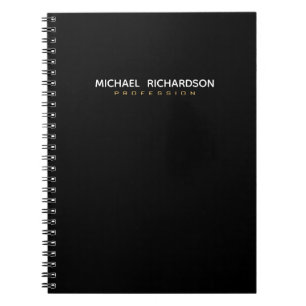 Sophisticated Masculine Black Gold White Notebook