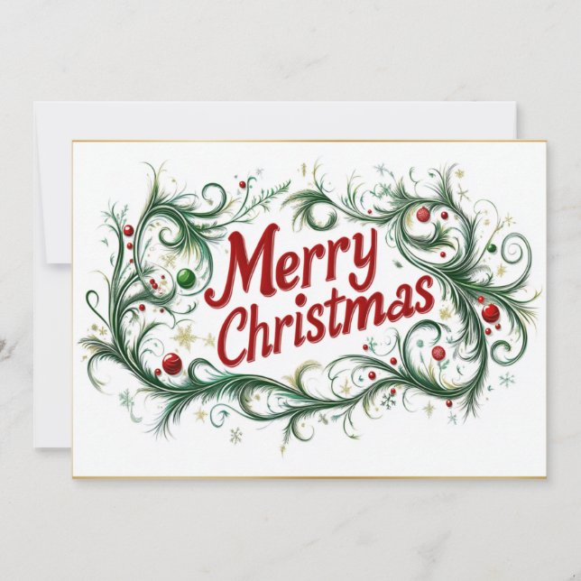 Sophisticated Merry Christmas Script Holiday Card (Front)