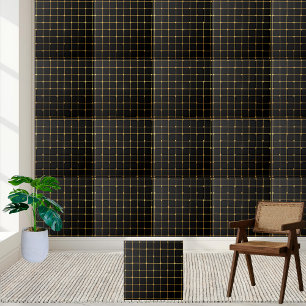 Sophisticated Minimalist Black and Gold Geometric  Tile