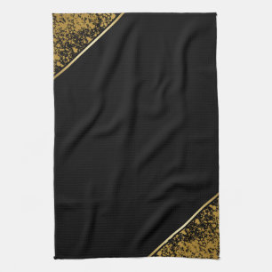Sophisticated Minimalist Black and Gold Tea Towel