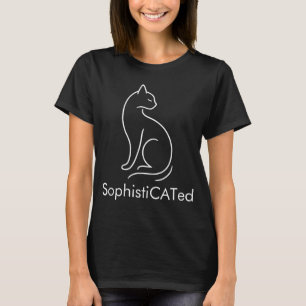 SophistiCATed Minimalist Cat Line Art Design T-Shirt