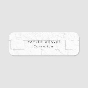Sophisticated Minimalist Wall Bricks Professional Name Tag