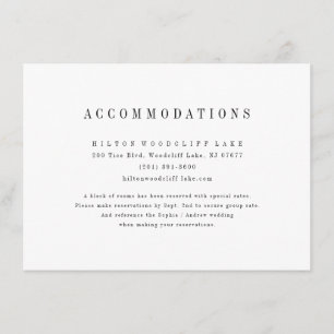 Sophisticated minimalist wedding accommodations enclosure card