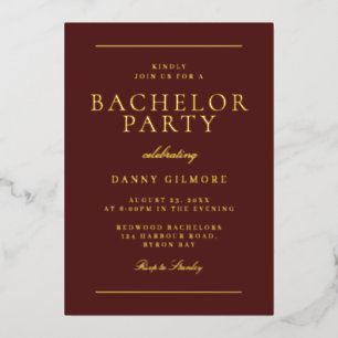 Sophisticated Modern Bachelor Party Burgundy Gold 