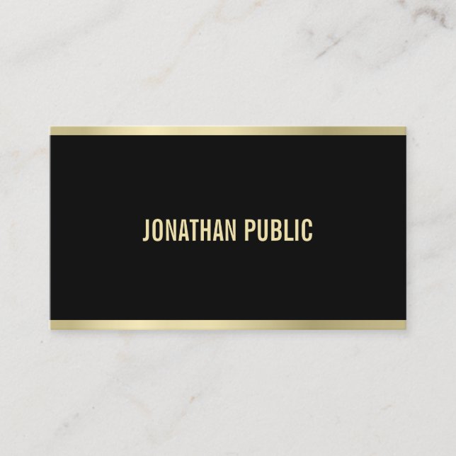 Sophisticated Modern Black And Gold Professional Business Card (Front)