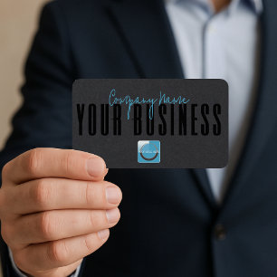 Sophisticated Modern Black Blue Logo Generic  Business Card
