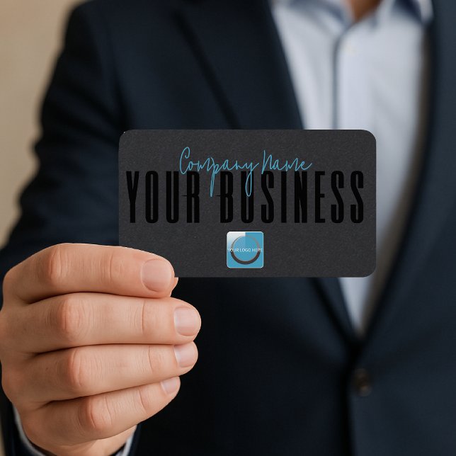 Sophisticated Modern Black Blue Logo Generic  Business Card (Creator Uploaded)