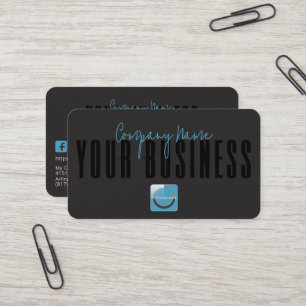 Sophisticated Modern Black Blue Logo Generic  Business Card