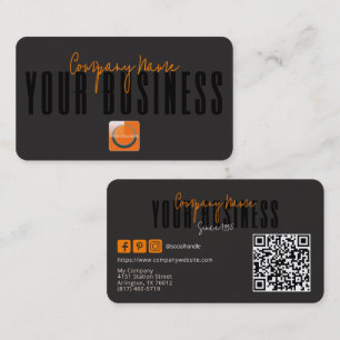Sophisticated Modern Black Orange Logo Generic  Business Card