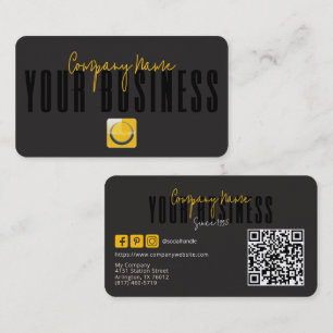 Sophisticated Modern Black Yellow Logo Generic  Business Card