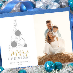 Sophisticated Modern Christmas Tree Photo Family Holiday Card