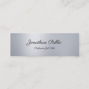 Sophisticated Modern Freehand Script Silver Plain Mini Business Card