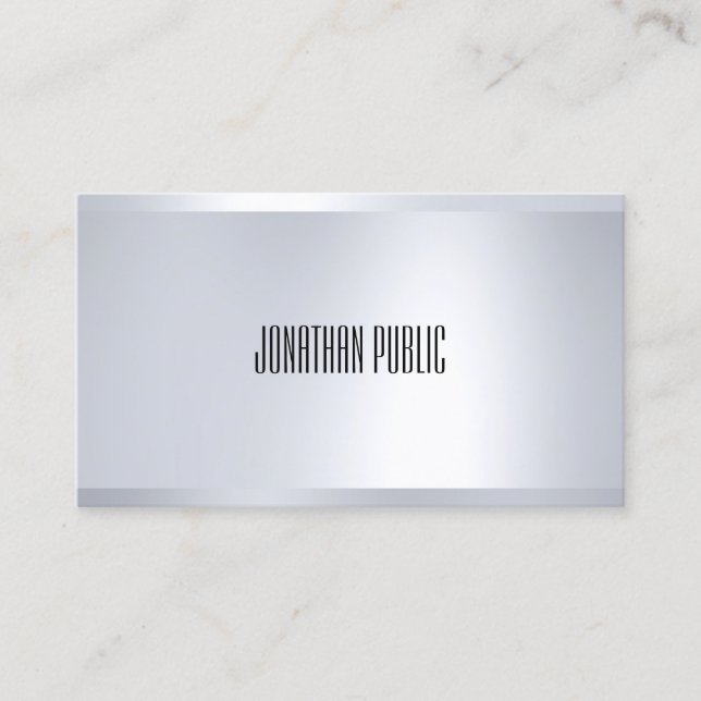 Sophisticated Modern Glamour Silver Elegant Plain Business Card (Front)