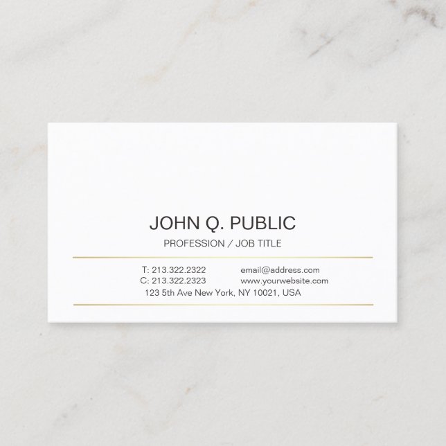 Sophisticated Modern Gold Striped Sleek Plain Business Card (Front)