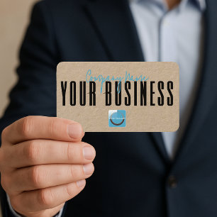 Sophisticated Modern Kraft Blue Logo Generic Business Card