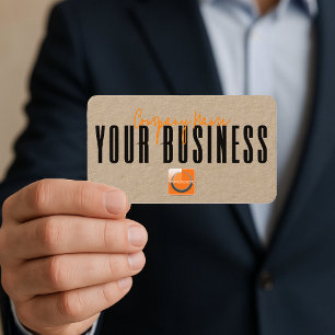 Sophisticated Modern Kraft Orange Logo Generic Business Card