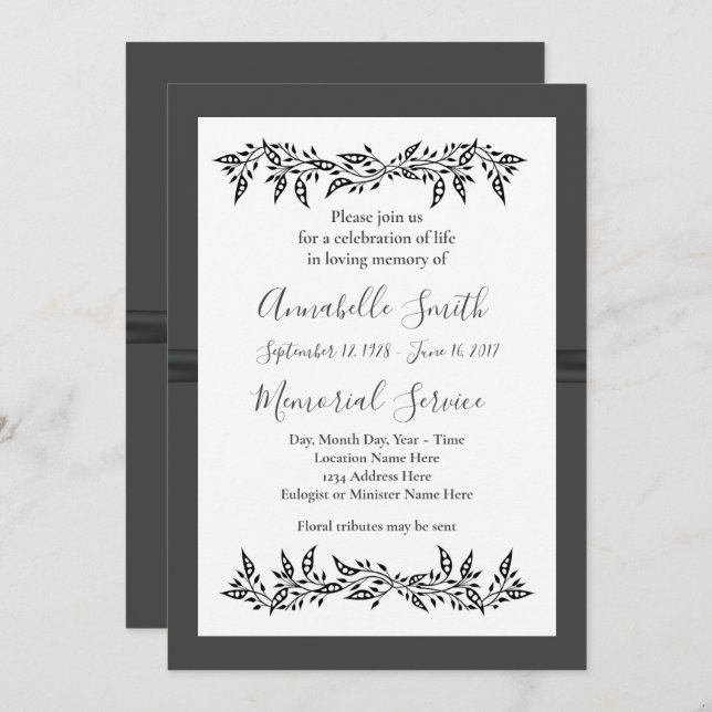 SOPHISTICATED MODERN   Loving Memory Invitation (Front/Back)