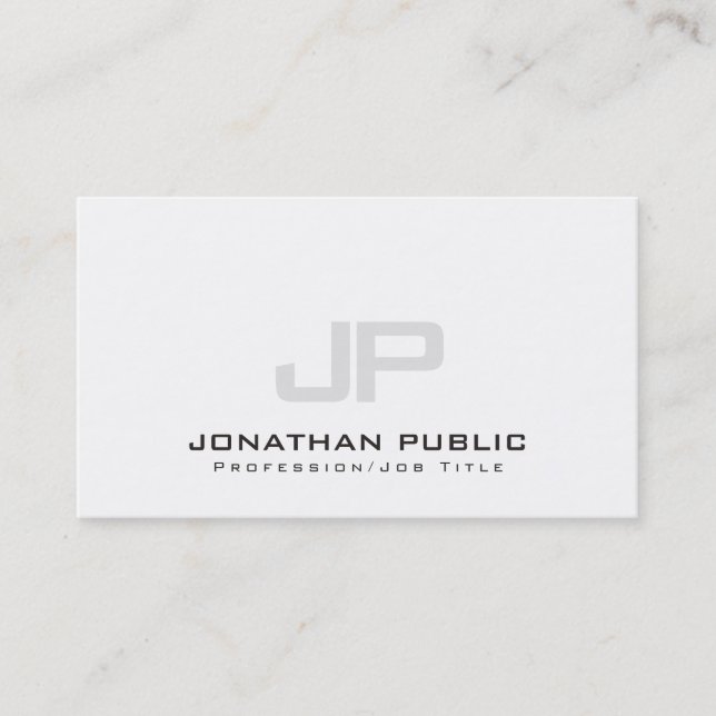 Sophisticated Modern Monogram Clean Plain Luxe Business Card (Front)