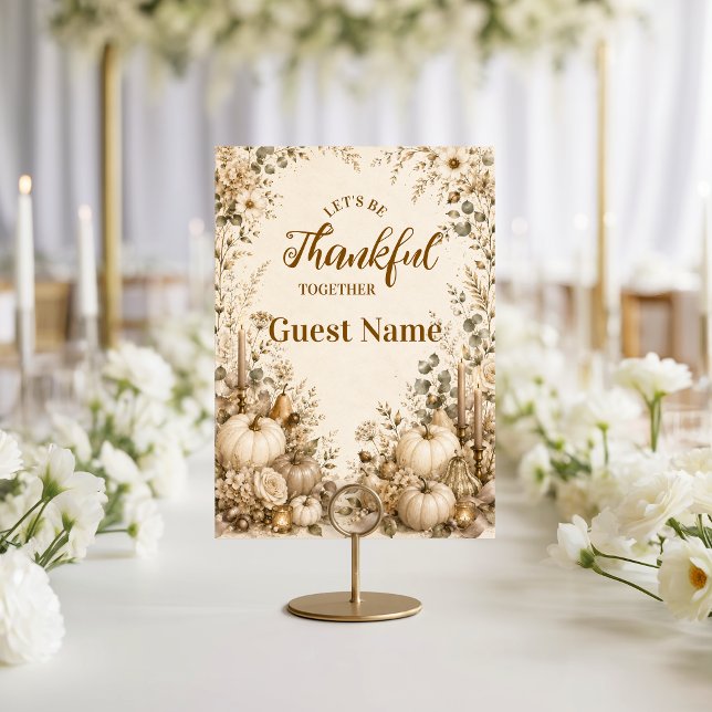 Sophisticated Modern Neutral Thanksgiving Place Card (Creator Uploaded)