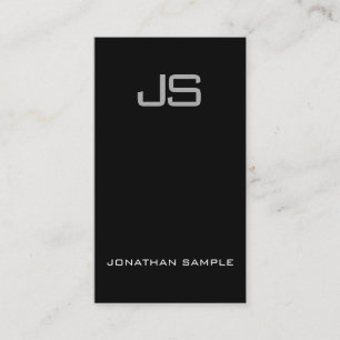 Sophisticated Monogram Black White Unique Plain Business Card