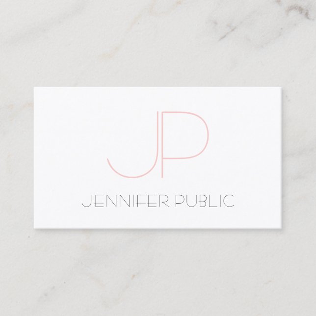 Sophisticated Monogram Cute Design Modern Luxe Business Card (Front)