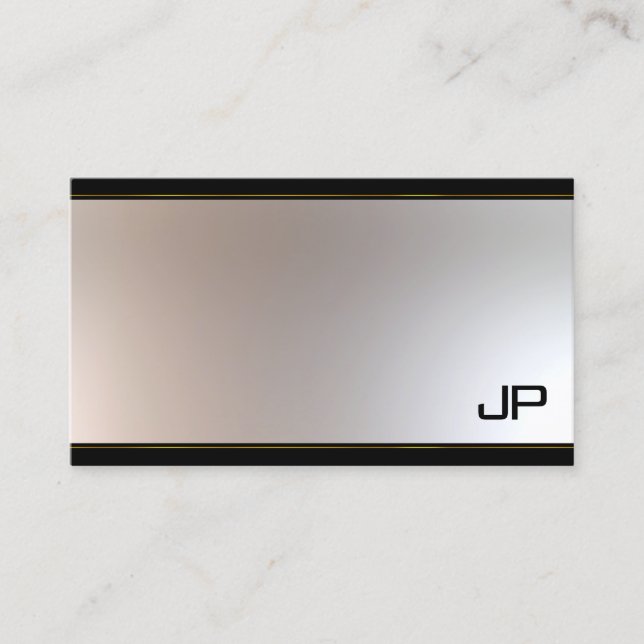 Sophisticated Monogram Glam Gold Silver Pretty Business Card (Front)