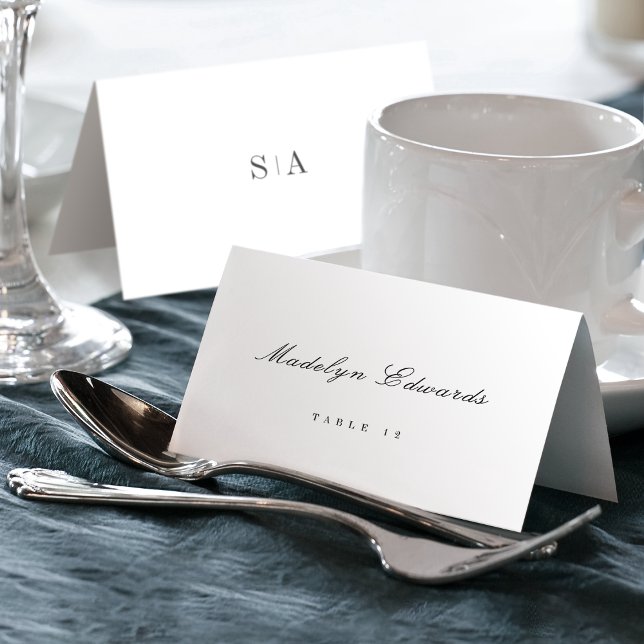 Sophisticated monogram minimal Foldable Place Card (Sophisticated monogram minimal Foldable Place Card)