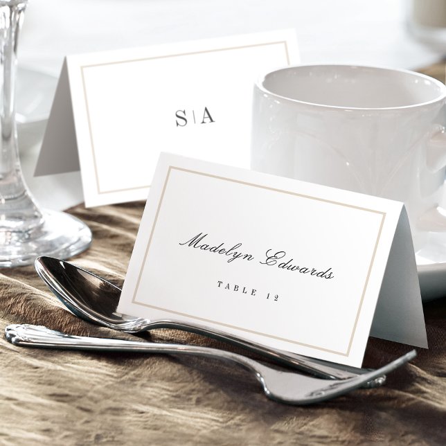 Sophisticated monogram minimal Foldable Place Card (Sophisticated monogram minimal Foldable Place Card)