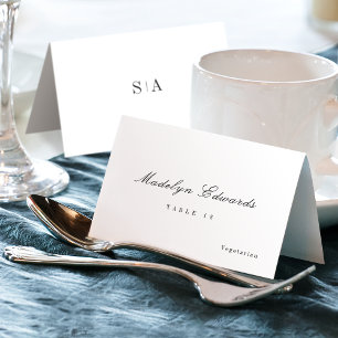 Sophisticated monogram minimal Foldable Place Card