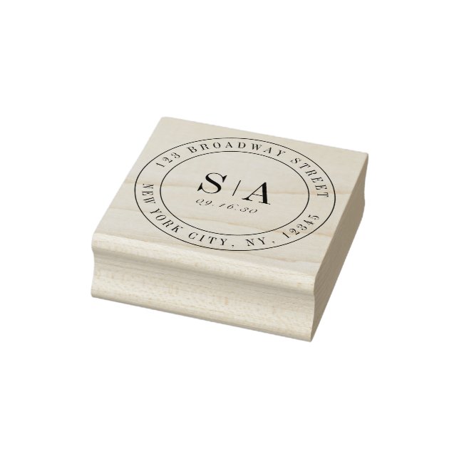 Sophisticated monogram minimalist wedding rubber stamp (Stamp)