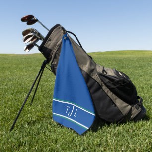 Sophisticated Monogram Navy White Golf Towel