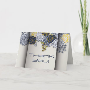 Sophisticated Navy and Yellow Floral Thank You Card