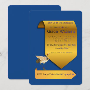 Sophisticated Navy Blue and Gold Foil Effect Brida Invitation