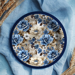 Sophisticated Navy Blue Floral Luxury Paper Plates