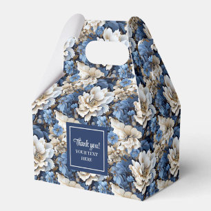 Sophisticated Navy Blue Flowers Personalised Favou Favour Box