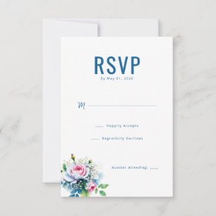 Sophisticated Navy Floral RSVP Card