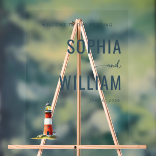 Sophisticated Navy Lighthouse Acrylic Sign