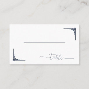 Sophisticated Navy Minimalist Geometric Accents Place Card