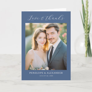 Sophisticated Navy Minimalist Photo Thank You Card