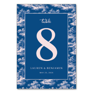Sophisticated Navy Pastoral Scenes Table Number