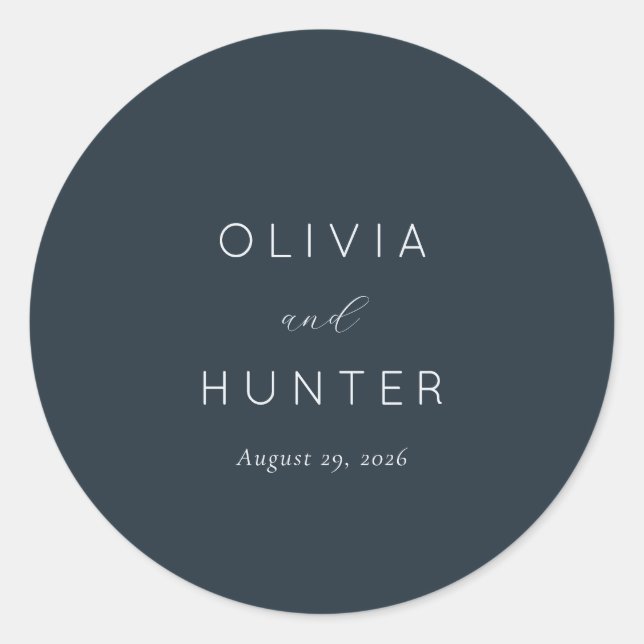 Sophisticated Navy Typographic Classic Round Sticker (Front)