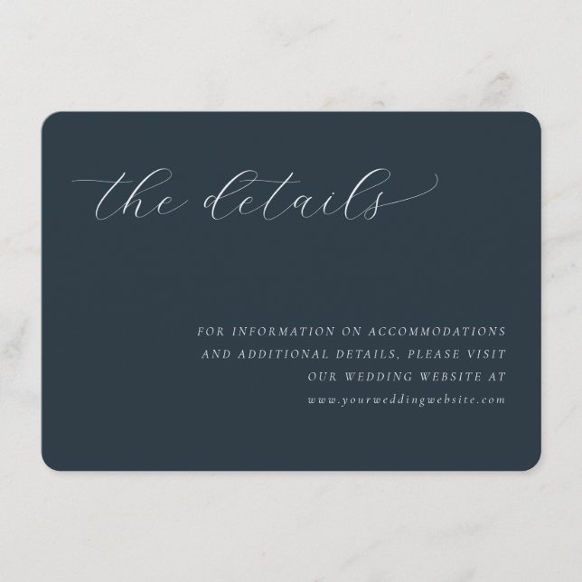 Sophisticated Navy Typographic Enclosure Card (Front)
