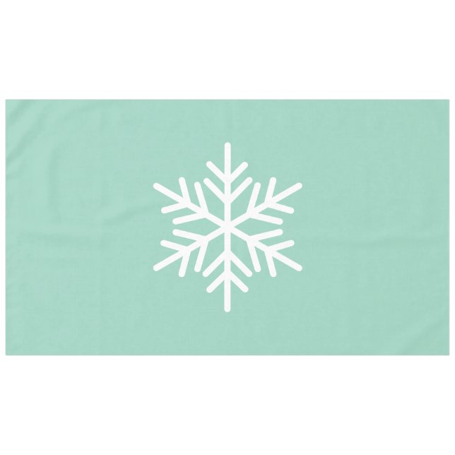 Sophisticated Nordic Snowflake On Chic Light Teal Tablecloth (Front (Horizontal))