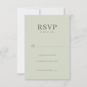 Sophisticated Olive Minimalist RSVP Card