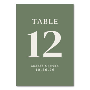 Sophisticated Olive Typographic Table Number