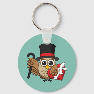 Sophisticated Owl with Heart Chocolate Box Key Ring