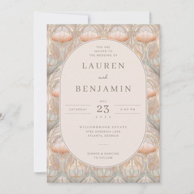 Sophisticated Pastel Floral Invitation (Front)