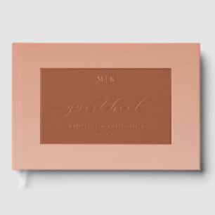 Sophisticated Peach Calligraphy Guest Book