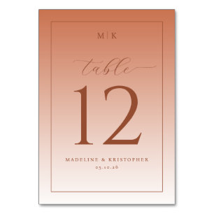 Sophisticated Peach Gradient Table Number